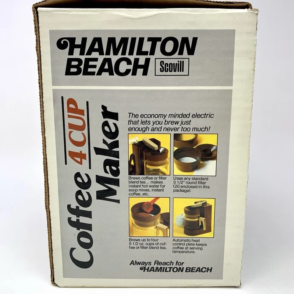 Vintage HAMILTON BEACH Mini Drip Coffee Maker 4 Cup #784 Brown TESTED Scoville